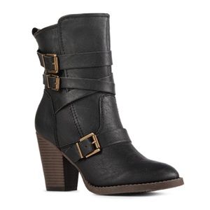 JustFab Black Pella Heeled Boots
